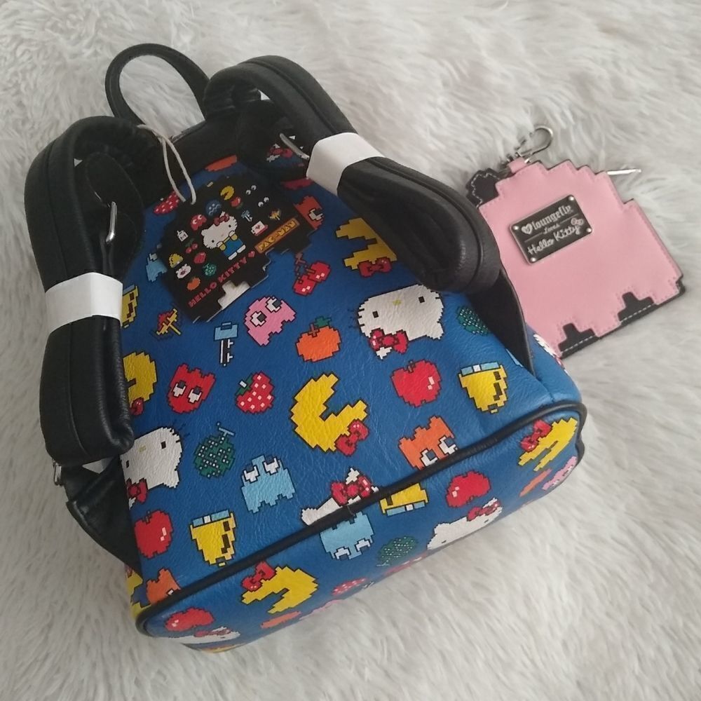 Loungefly Loves Hello Kitty Pac-Man Mini Backpack and Pink Pac-Man Coin Pouch - Picture 2 of 8
